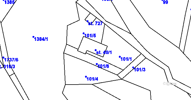 Parcela st. 40/1 v KÚ Janov nad Nisou, Katastrální mapa