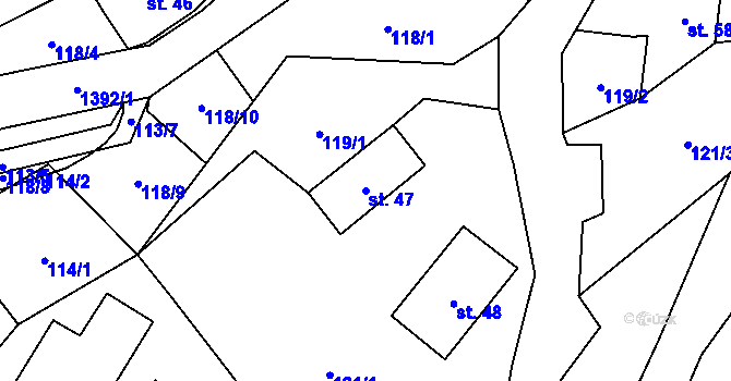 Parcela st. 47 v KÚ Janov nad Nisou, Katastrální mapa