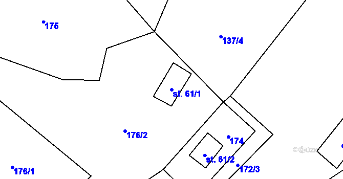 Parcela st. 61/1 v KÚ Janov nad Nisou, Katastrální mapa