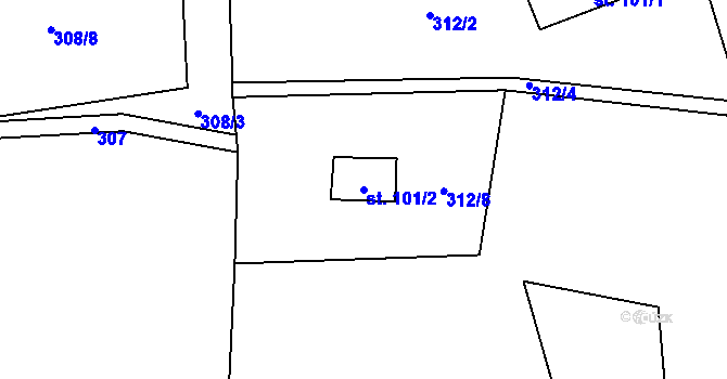 Parcela st. 101/2 v KÚ Janov nad Nisou, Katastrální mapa