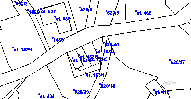 Parcela st. 153/4 v KÚ Janov nad Nisou, Katastrální mapa