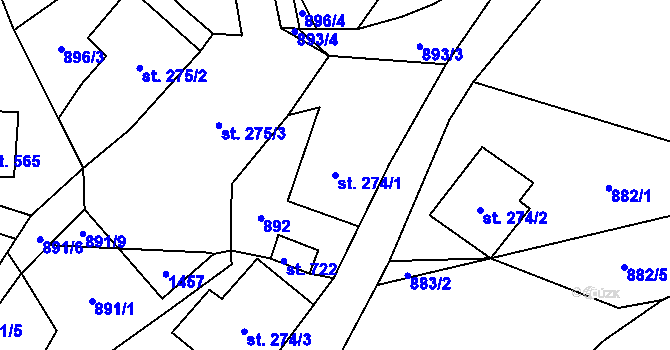 Parcela st. 274/1 v KÚ Janov nad Nisou, Katastrální mapa