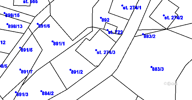 Parcela st. 274/3 v KÚ Janov nad Nisou, Katastrální mapa