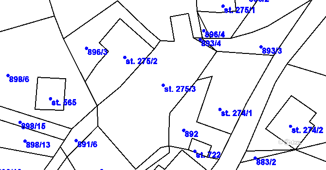 Parcela st. 275/3 v KÚ Janov nad Nisou, Katastrální mapa
