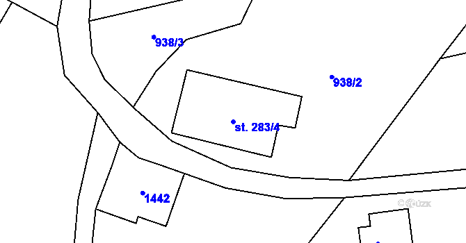 Parcela st. 283/4 v KÚ Janov nad Nisou, Katastrální mapa