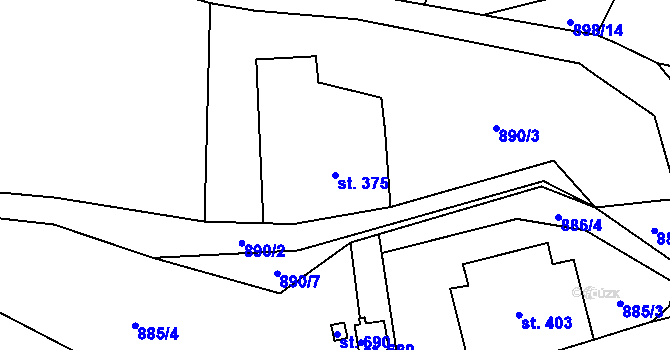 Parcela st. 375 v KÚ Janov nad Nisou, Katastrální mapa
