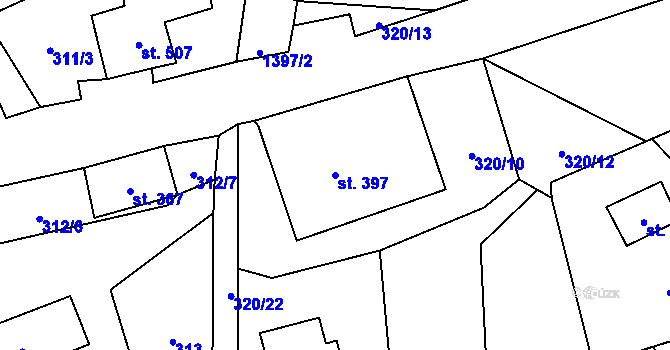 Parcela st. 397 v KÚ Janov nad Nisou, Katastrální mapa