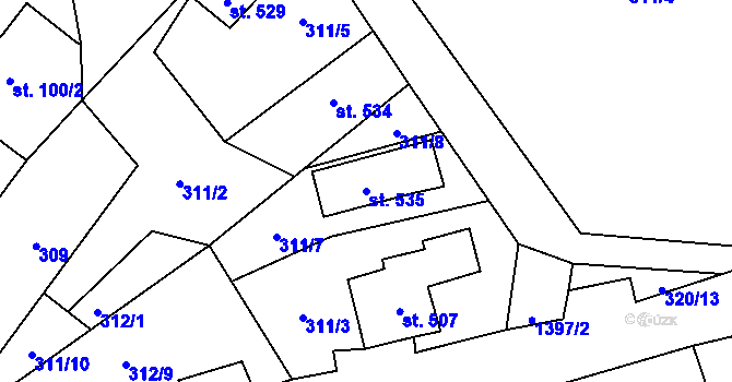 Parcela st. 535 v KÚ Janov nad Nisou, Katastrální mapa