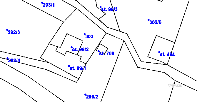 Parcela st. 709 v KÚ Janov nad Nisou, Katastrální mapa