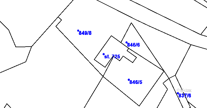 Parcela st. 725 v KÚ Janov nad Nisou, Katastrální mapa