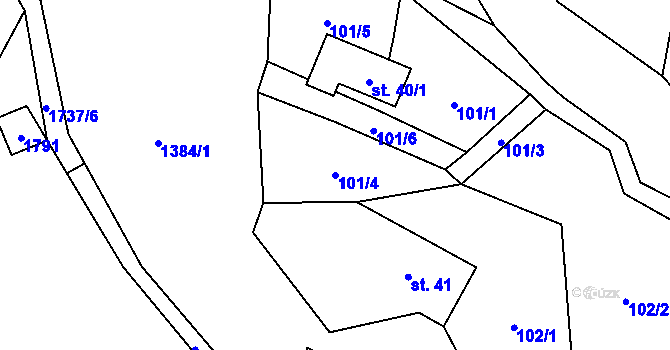 Parcela st. 101/4 v KÚ Janov nad Nisou, Katastrální mapa