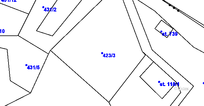 Parcela st. 423/3 v KÚ Janov nad Nisou, Katastrální mapa