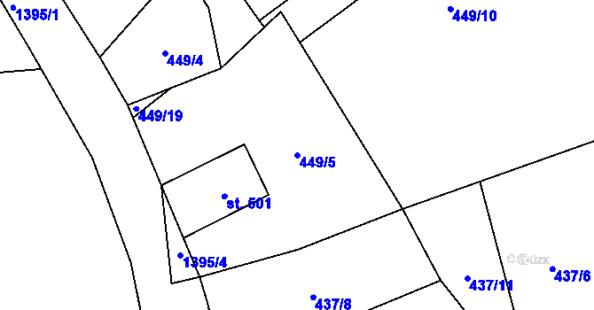 Parcela st. 449/5 v KÚ Janov nad Nisou, Katastrální mapa