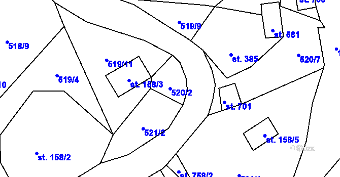 Parcela st. 520/2 v KÚ Janov nad Nisou, Katastrální mapa