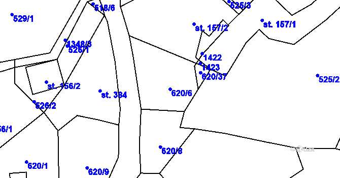 Parcela st. 620/6 v KÚ Janov nad Nisou, Katastrální mapa