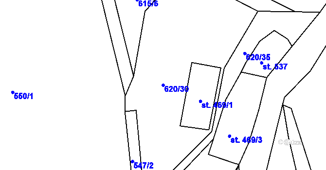 Parcela st. 620/30 v KÚ Janov nad Nisou, Katastrální mapa