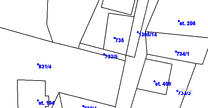 Parcela st. 732/5 v KÚ Janov nad Nisou, Katastrální mapa