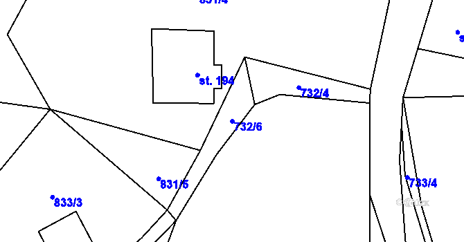 Parcela st. 732/6 v KÚ Janov nad Nisou, Katastrální mapa