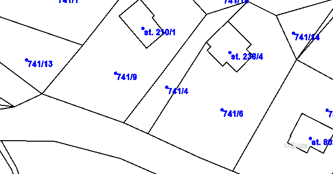 Parcela st. 741/4 v KÚ Janov nad Nisou, Katastrální mapa