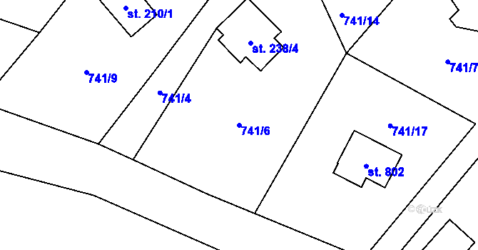 Parcela st. 741/6 v KÚ Janov nad Nisou, Katastrální mapa