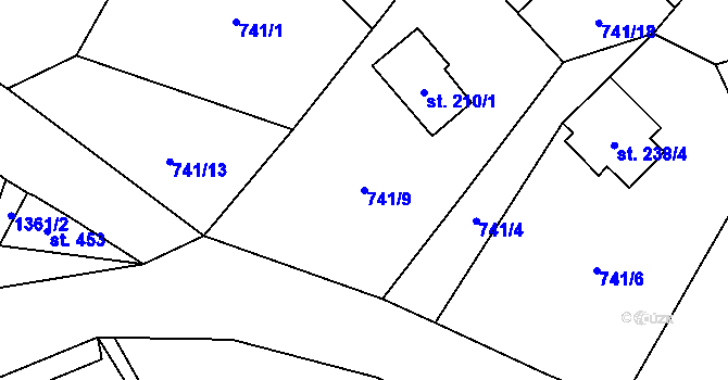 Parcela st. 741/9 v KÚ Janov nad Nisou, Katastrální mapa