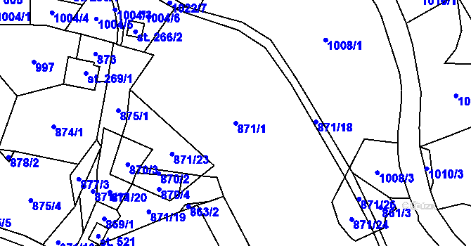 Parcela st. 871/1 v KÚ Janov nad Nisou, Katastrální mapa
