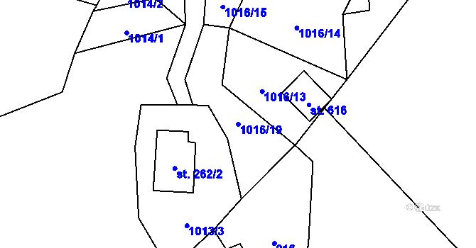 Parcela st. 1016/19 v KÚ Janov nad Nisou, Katastrální mapa