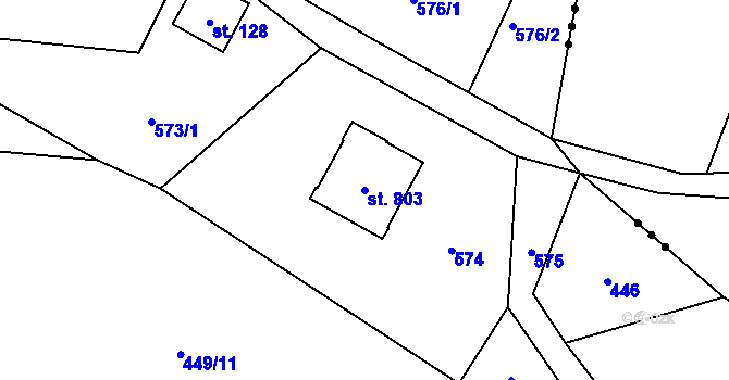 Parcela st. 803 v KÚ Janov nad Nisou, Katastrální mapa