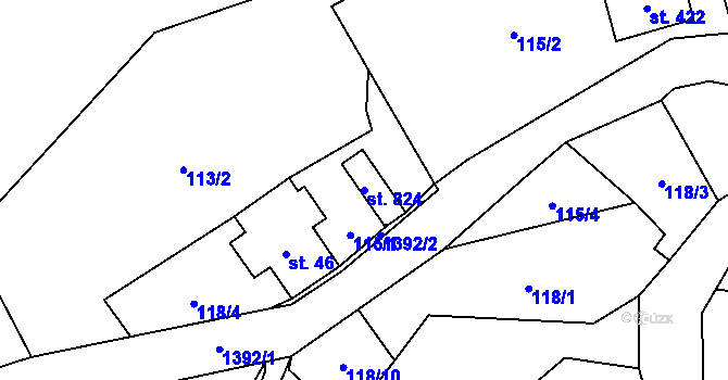 Parcela st. 824 v KÚ Janov nad Nisou, Katastrální mapa