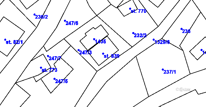 Parcela st. 839 v KÚ Janov nad Nisou, Katastrální mapa