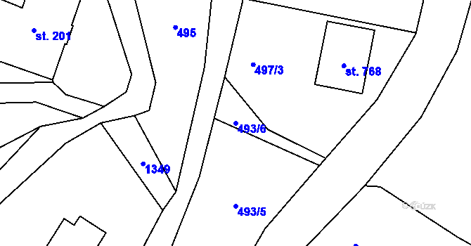 Parcela st. 493/6 v KÚ Janov nad Nisou, Katastrální mapa