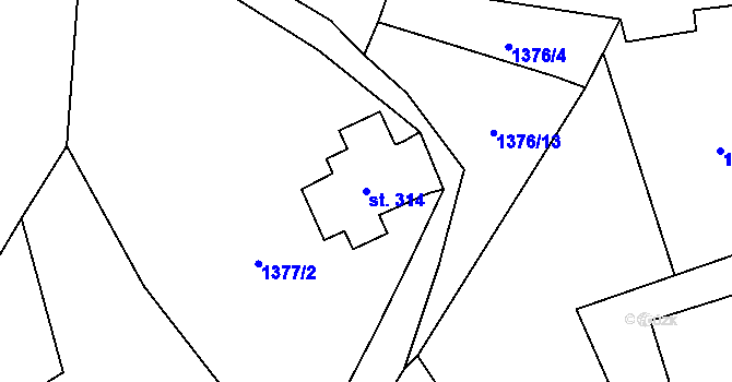 Parcela st. 314 v KÚ Loučná nad Nisou, Katastrální mapa