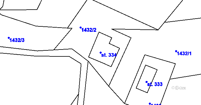 Parcela st. 334 v KÚ Loučná nad Nisou, Katastrální mapa