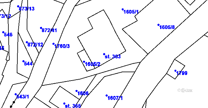 Parcela st. 363 v KÚ Loučná nad Nisou, Katastrální mapa