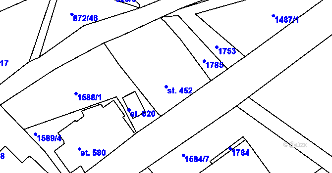 Parcela st. 452 v KÚ Loučná nad Nisou, Katastrální mapa