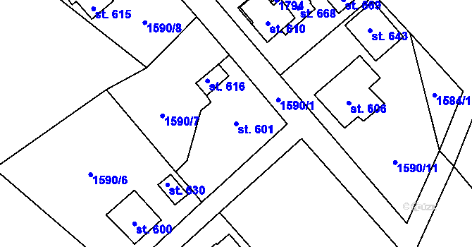 Parcela st. 601 v KÚ Loučná nad Nisou, Katastrální mapa