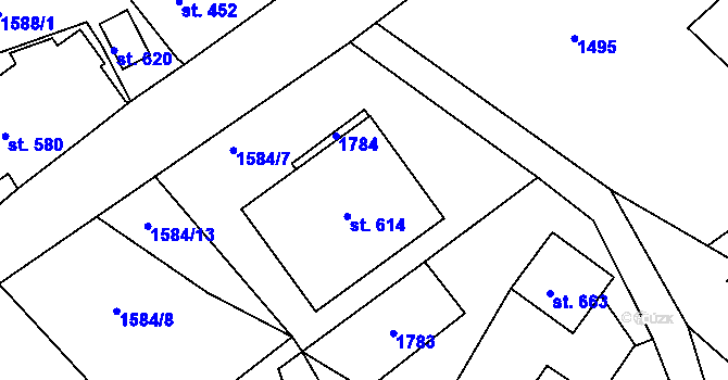 Parcela st. 614 v KÚ Loučná nad Nisou, Katastrální mapa