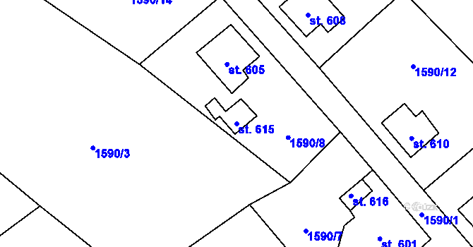 Parcela st. 615 v KÚ Loučná nad Nisou, Katastrální mapa