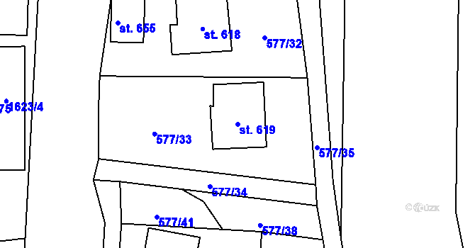 Parcela st. 619 v KÚ Loučná nad Nisou, Katastrální mapa