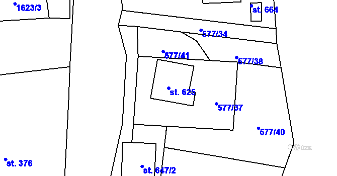 Parcela st. 625 v KÚ Loučná nad Nisou, Katastrální mapa