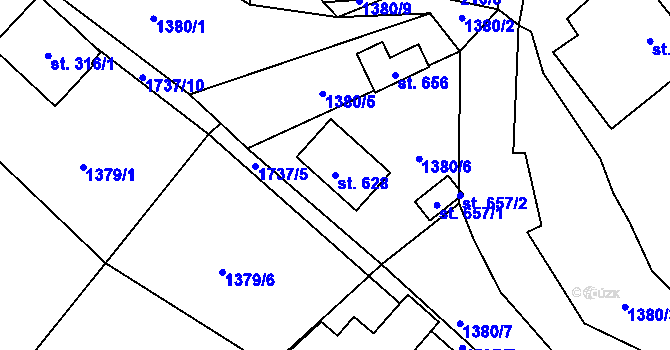 Parcela st. 628 v KÚ Loučná nad Nisou, Katastrální mapa