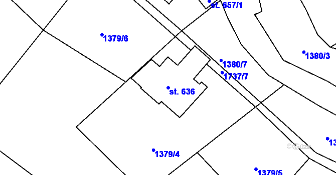Parcela st. 636 v KÚ Loučná nad Nisou, Katastrální mapa
