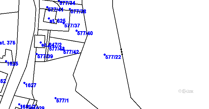 Parcela st. 577/22 v KÚ Loučná nad Nisou, Katastrální mapa
