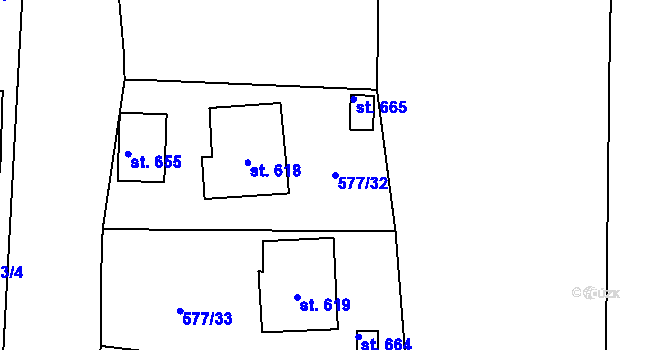 Parcela st. 577/32 v KÚ Loučná nad Nisou, Katastrální mapa