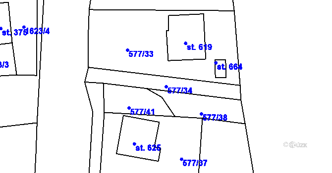 Parcela st. 577/34 v KÚ Loučná nad Nisou, Katastrální mapa