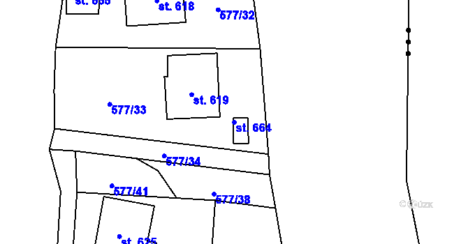 Parcela st. 664 v KÚ Loučná nad Nisou, Katastrální mapa
