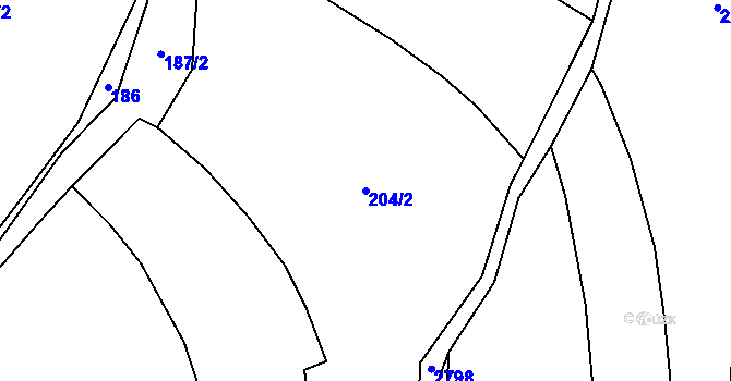 Parcela st. 204/2 v KÚ Janová, Katastrální mapa