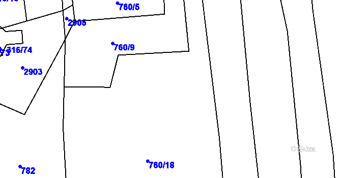 Parcela st. 760/10 v KÚ Janová, Katastrální mapa