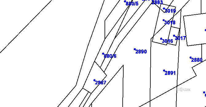 Parcela st. 880/6 v KÚ Janová, Katastrální mapa