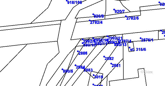 Parcela st. 880/10 v KÚ Janová, Katastrální mapa